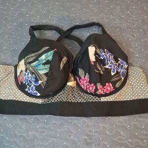 Swim By Cacique Floral Black Swim top size 44C